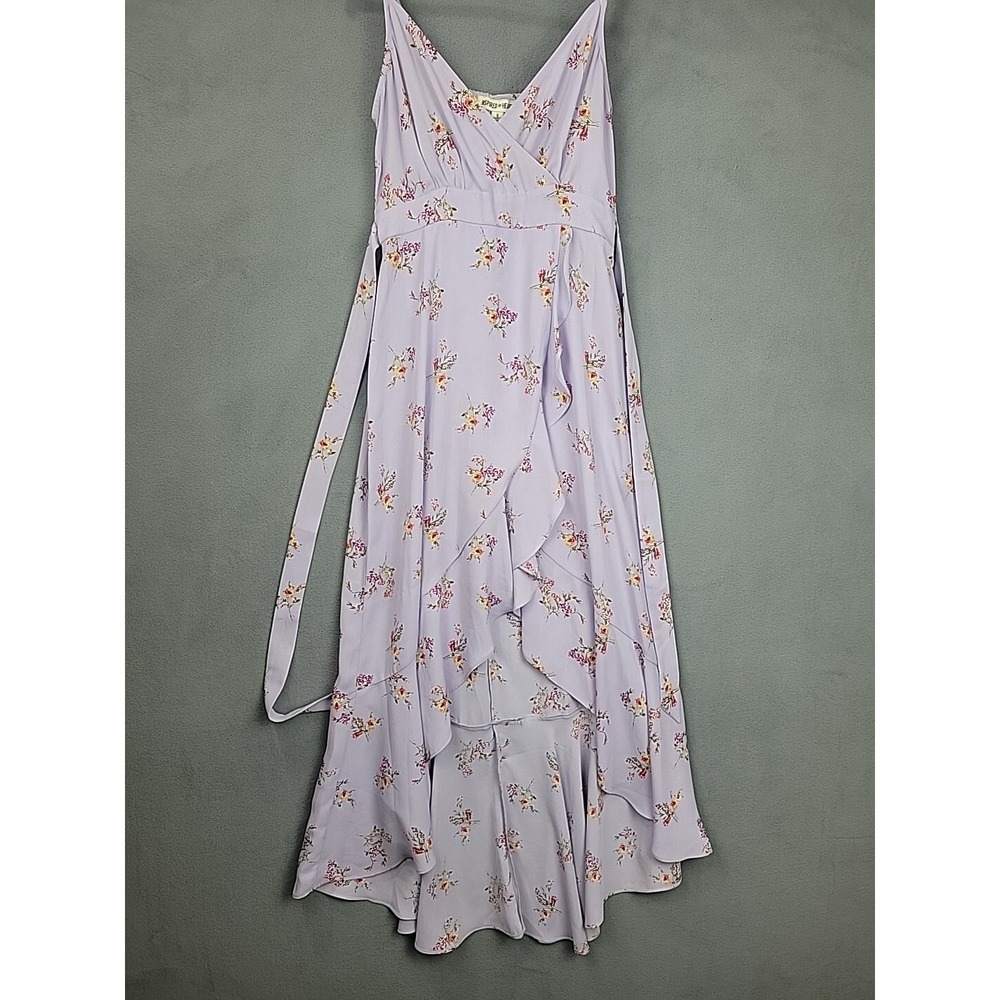 Inspired Hearts Maxi Dress Womens Small Lavender Purple Floral Rear Tie- Small S
